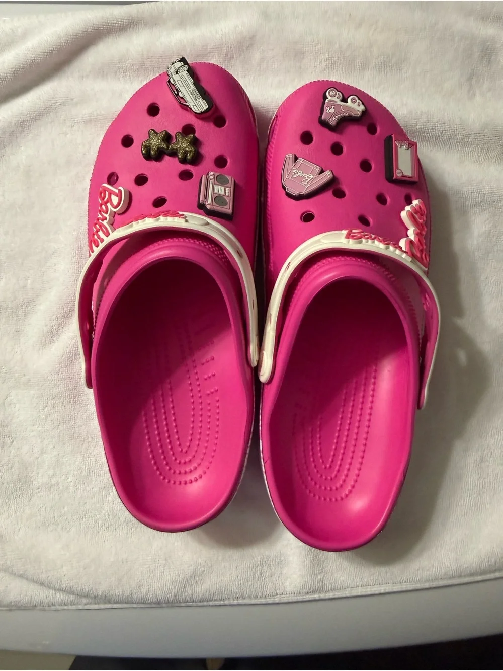Barbie Bright Pink Clog Sandals with Charm Accents